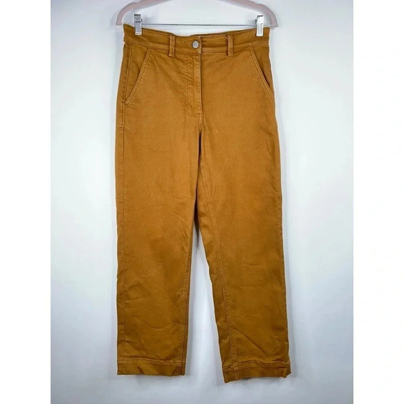 Everlane Cropped Straight Leg Pants Burnt Orange Rust High Rise Size 6 - Picture 1 of 11